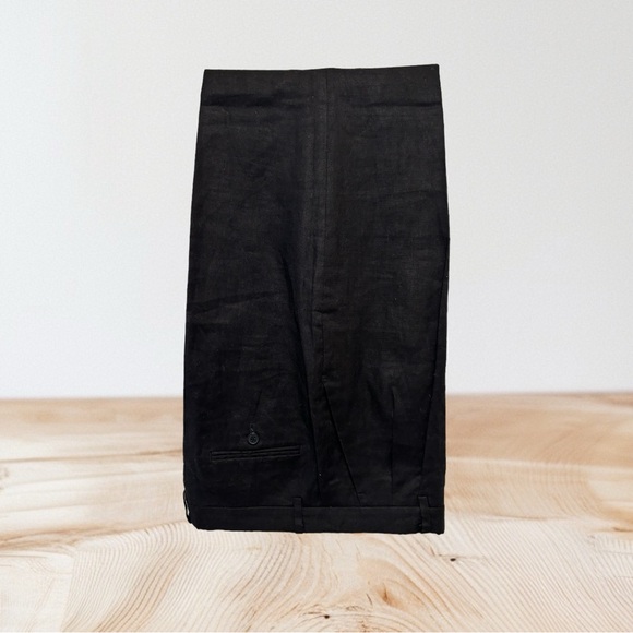 Trousers Only New York Women's Size 12 Black Tapered Leg Linen Pants - Picture 1 of 8